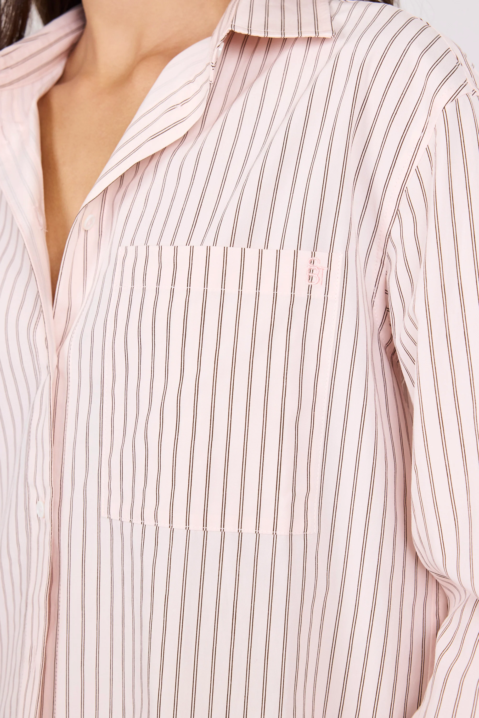 You Got This Blush Double Pinstripe Oversized Boyfriend Shirt - Image 5