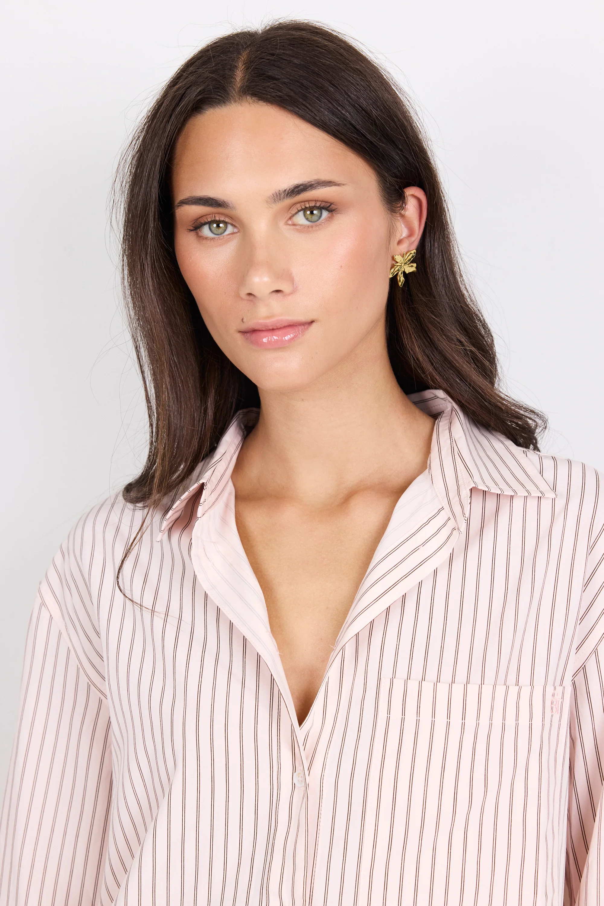 You Got This Blush Double Pinstripe Oversized Boyfriend Shirt - Image 6