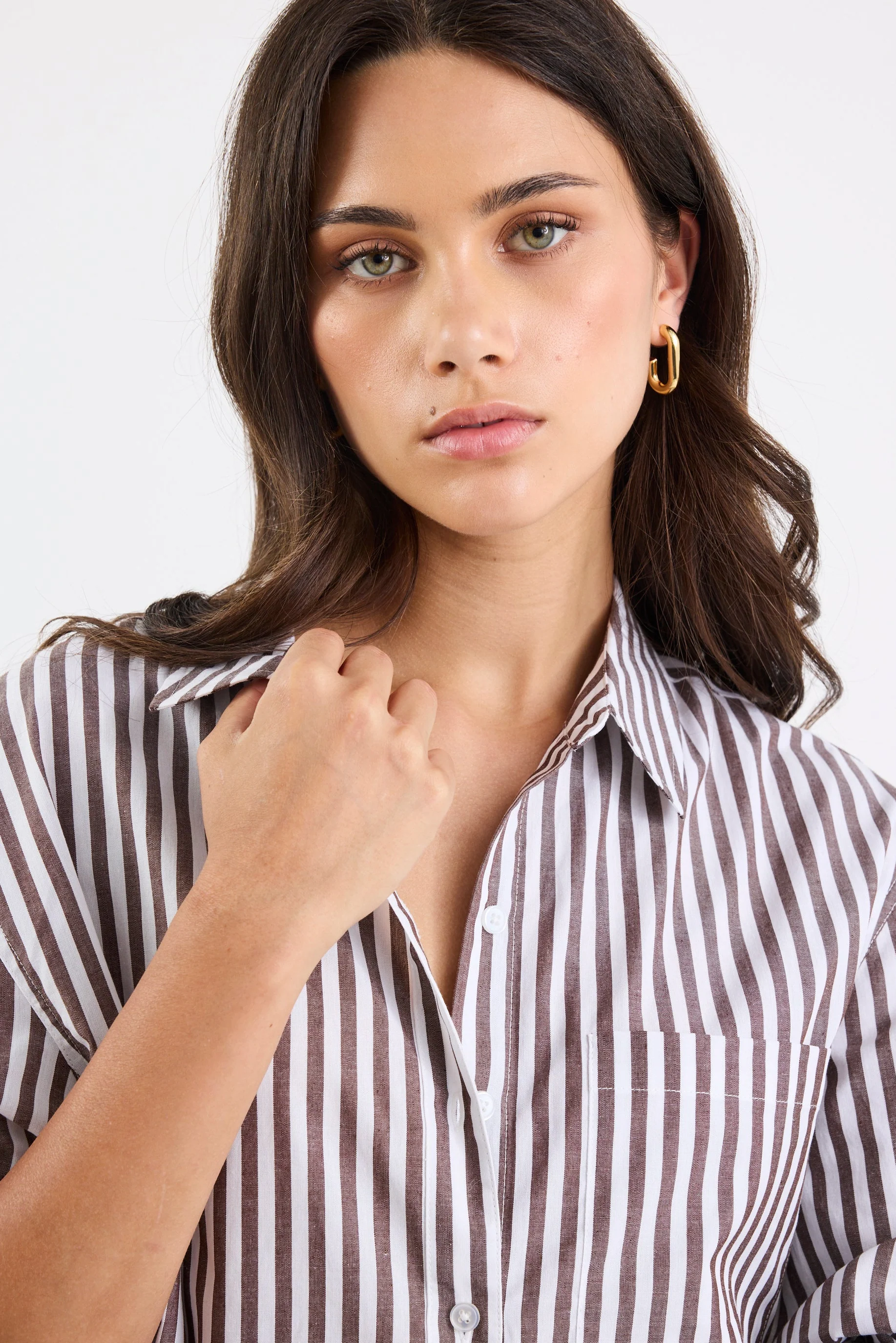 You Got This Chocolate Stripe Oversized Shirt - Image 4