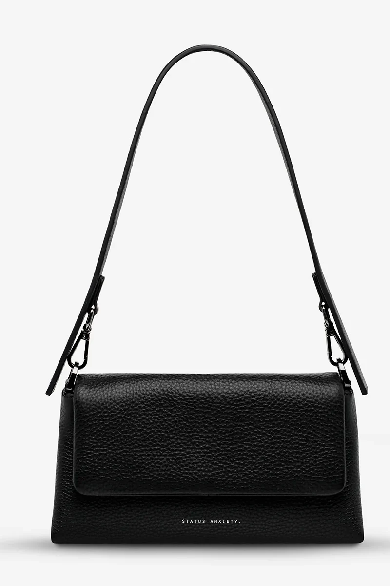 Zenith Black Leather Dual Strap Shoulder Bag - Image 2