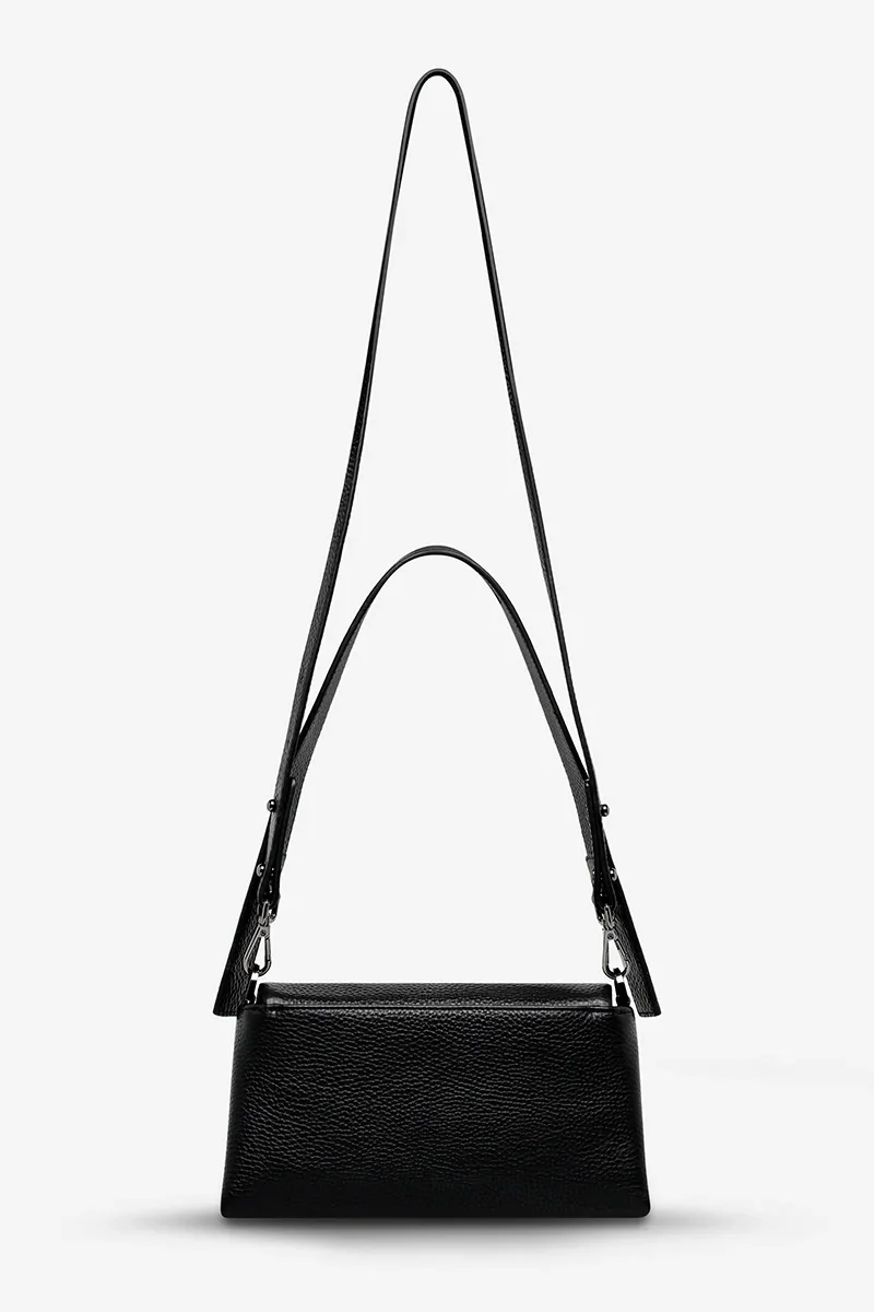 Zenith Black Leather Dual Strap Shoulder Bag - Image 6