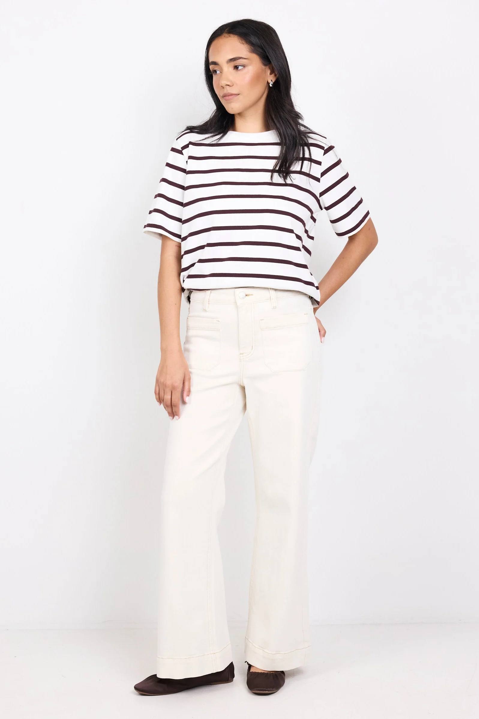 Zoey Ecru Petite High Rise Wide Leg Pocket Jean - Image 3