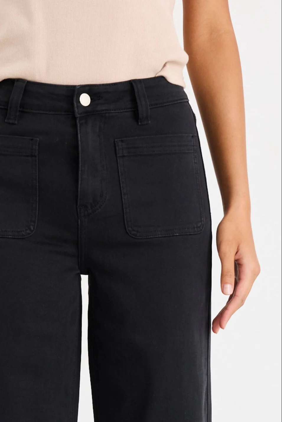 Zoey Black Denim High Rise Wide Leg Pocket Jean - Image 4