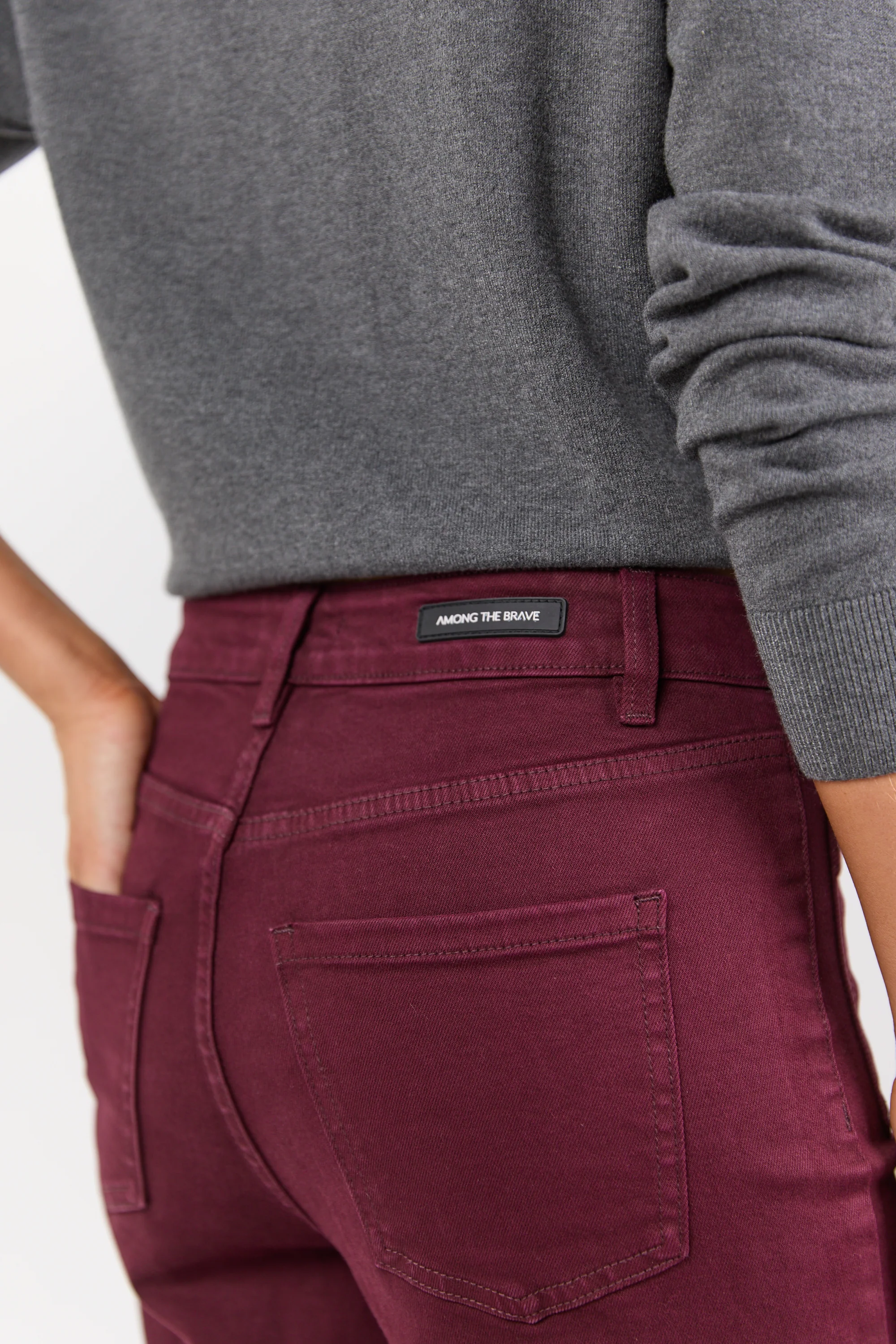 Zoey Burgundy Plum High Rise Wide Leg Pocket Jean - Image 4