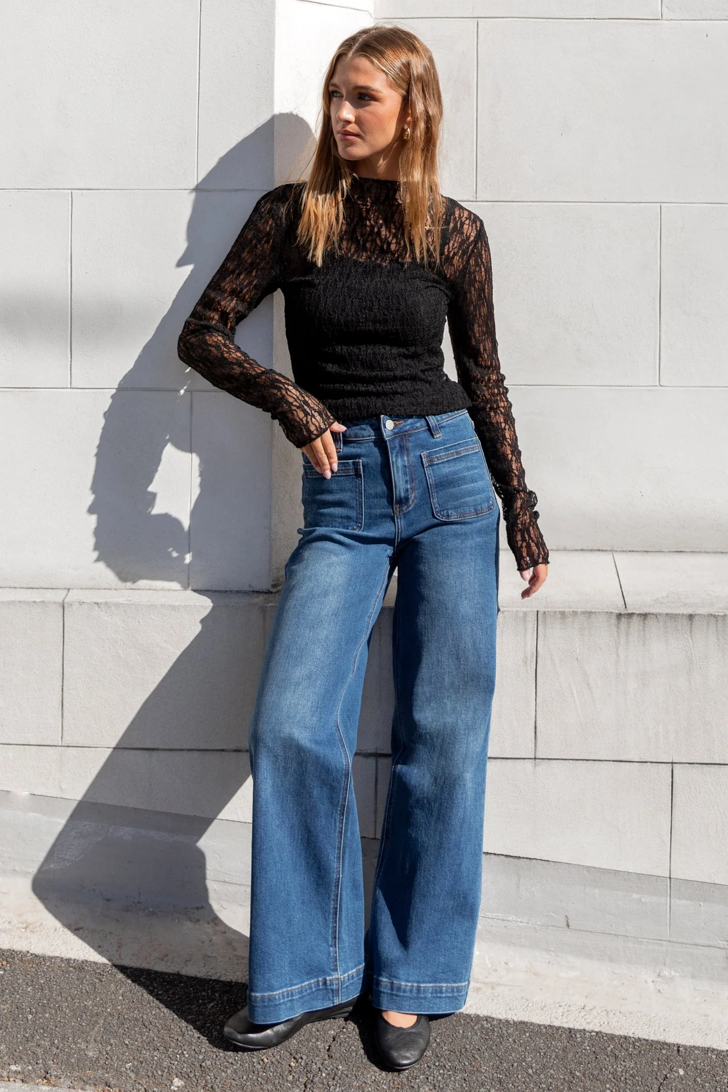 Zoey Marine Blue High Rise Wide Leg Pocket Jean - Image 2