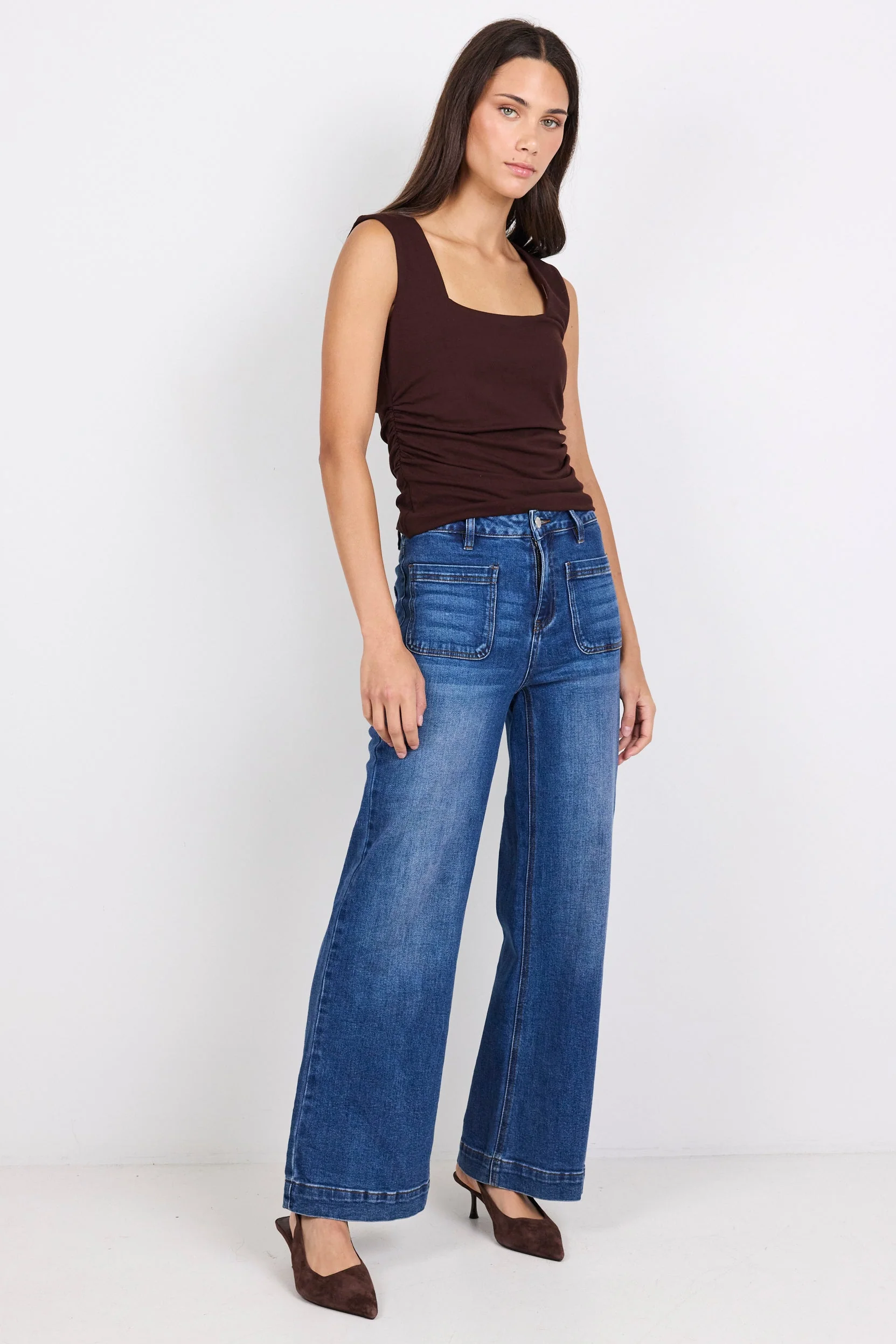 Zoey Marine Blue High Rise Wide Leg Pocket Jean - Image 3