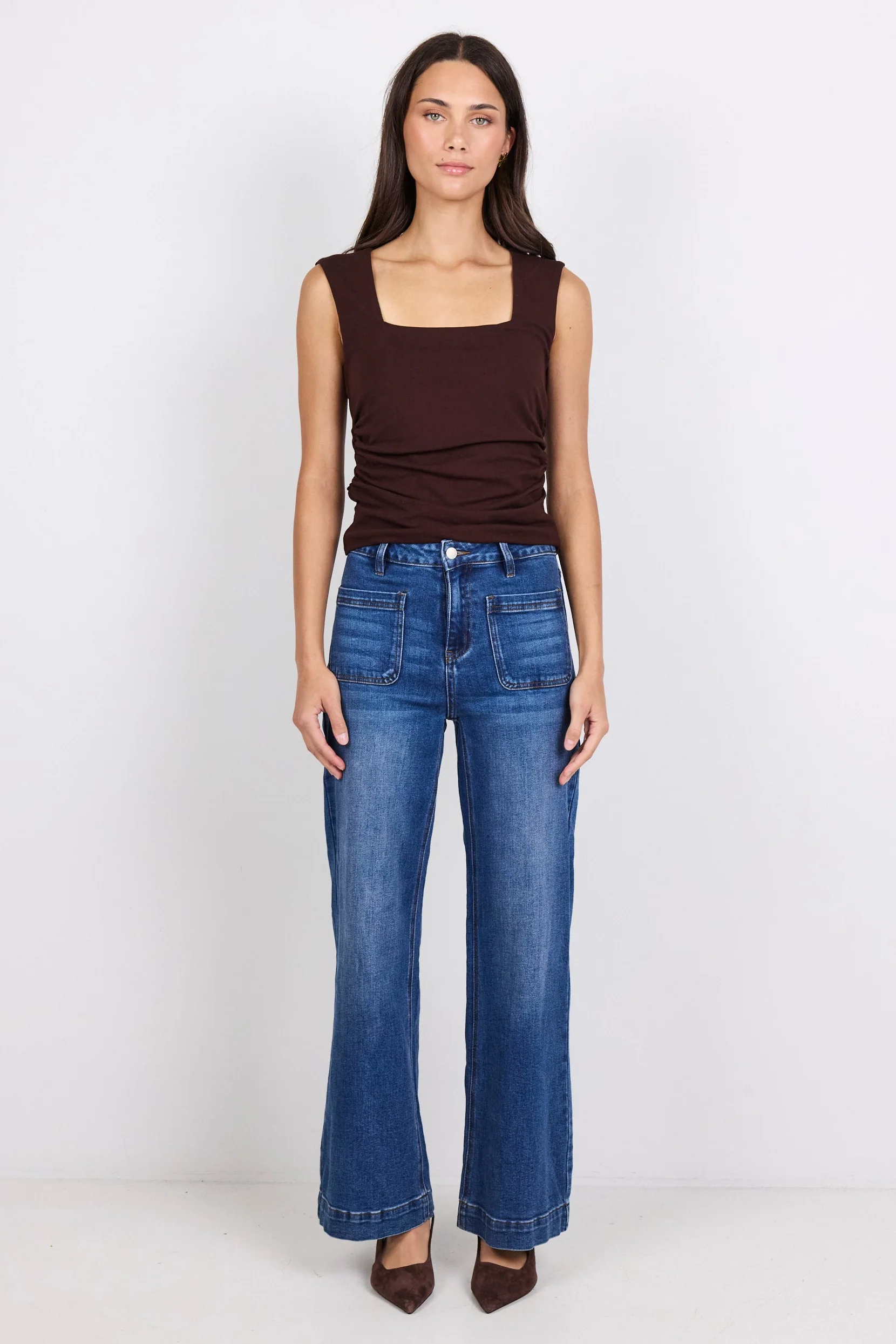 Zoey Marine Blue High Rise Wide Leg Pocket Jean - Image 4
