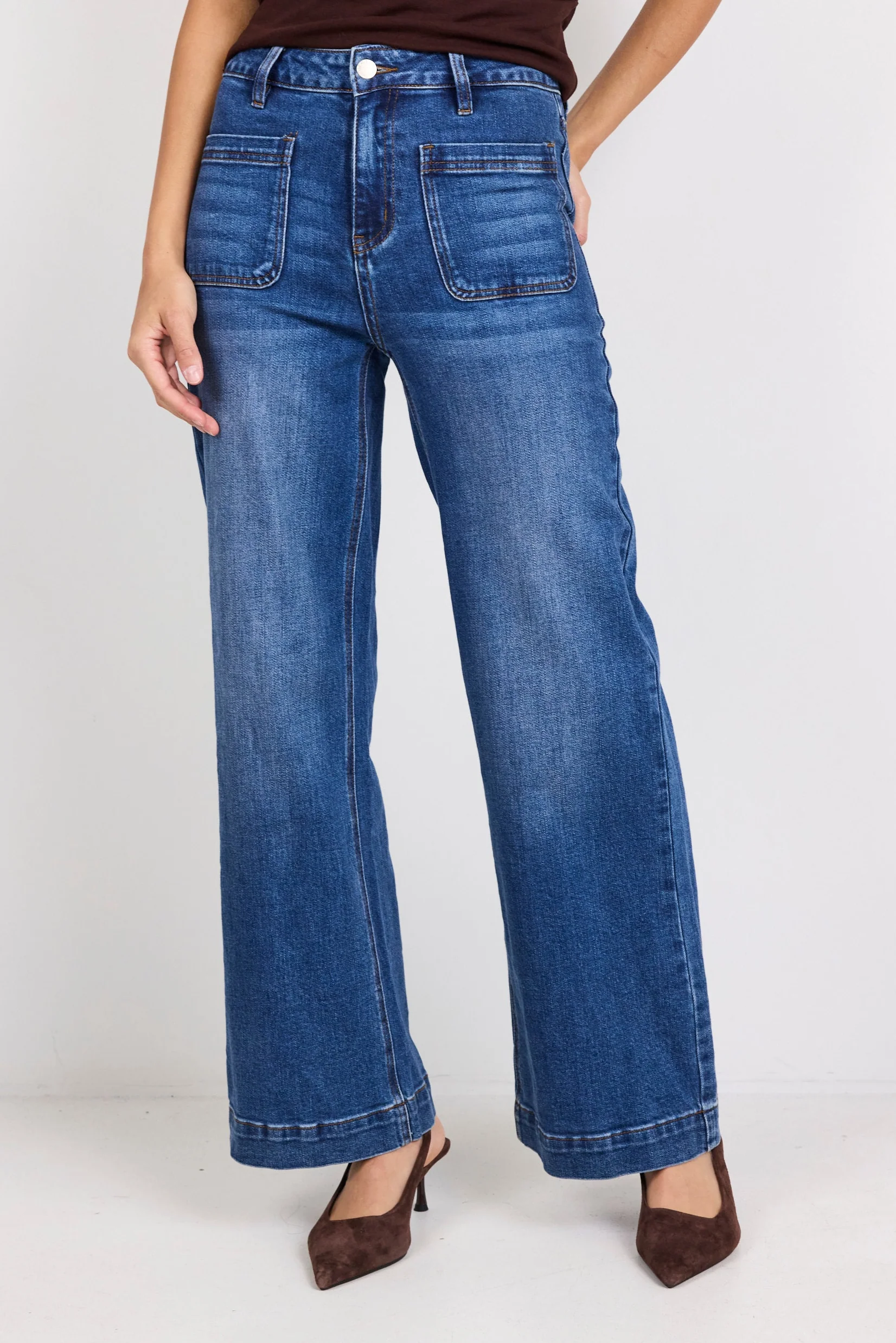 Zoey Marine Blue High Rise Wide Leg Pocket Jean - Image 7