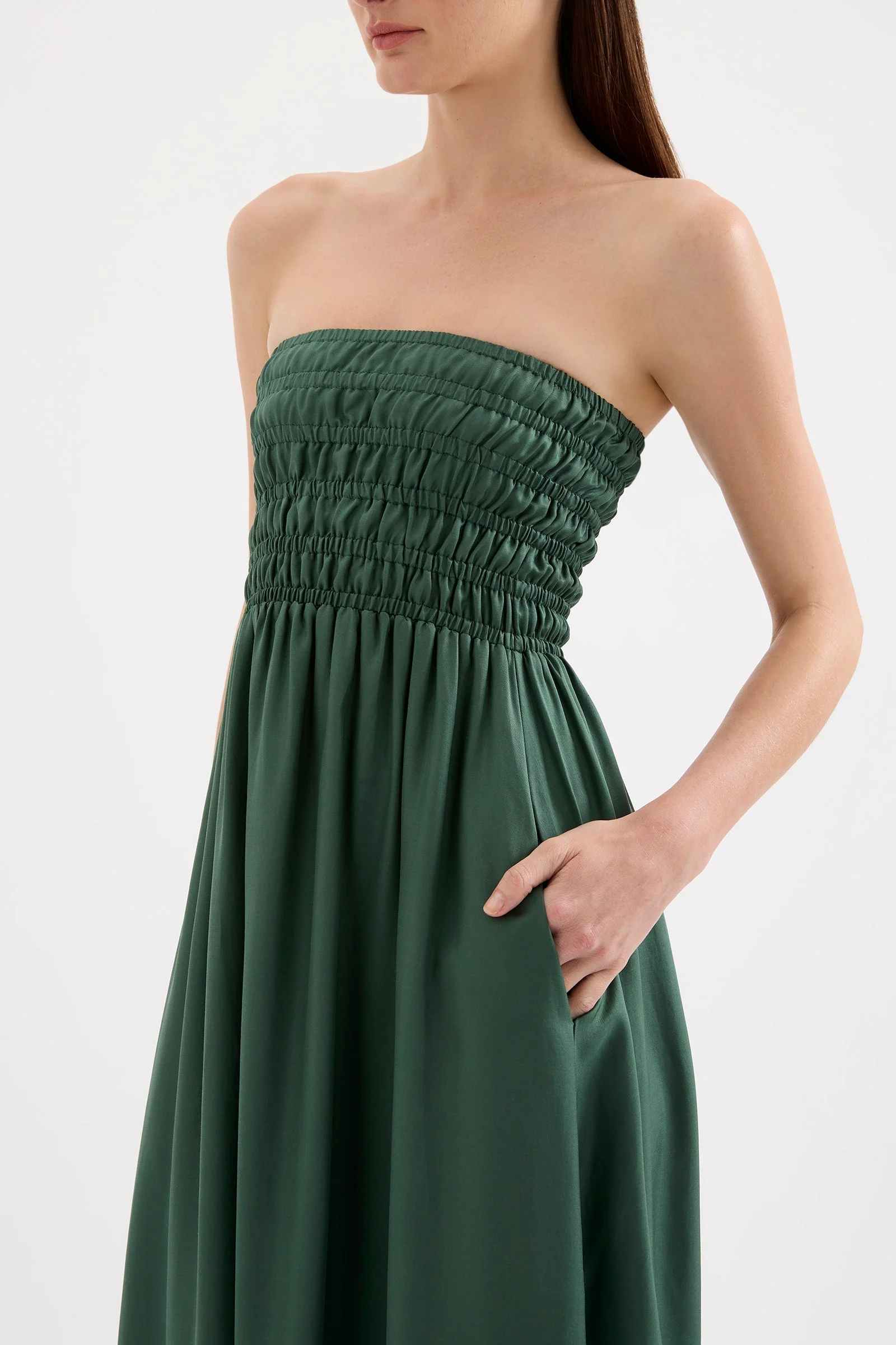 Zuri Emerald Strapless Tencel Maxi Dress - Image 2