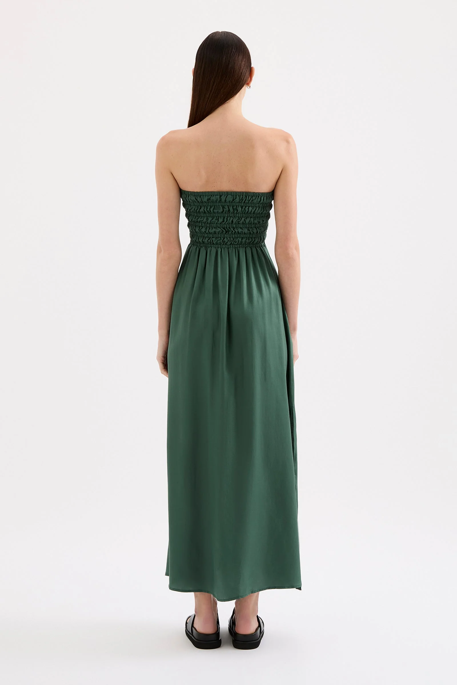 Zuri Emerald Strapless Tencel Maxi Dress - Image 3